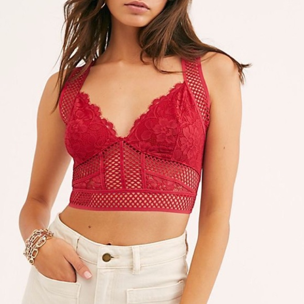 NWT Free People Sitting Pretty Brami in Red